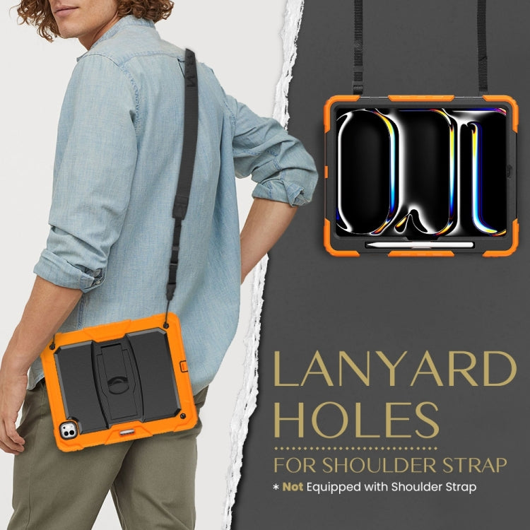 For iPad Pro 13 2024 Silicone Hydric PC Tablet Case with Shoulder Strap & Holder(Orange) - iPad Pro 13 2024 Cases by PMC TechLife | Online Shopping South Africa | PMC TechLife | Buy Now Pay Later Mobicred