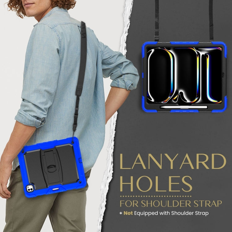 For iPad Pro 13 2024 Silicone Hydric PC Tablet Case with Shoulder Strap & Holder(Blue) - iPad Pro 13 2024 Cases by PMC TechLife | Online Shopping South Africa | PMC TechLife | Buy Now Pay Later Mobicred