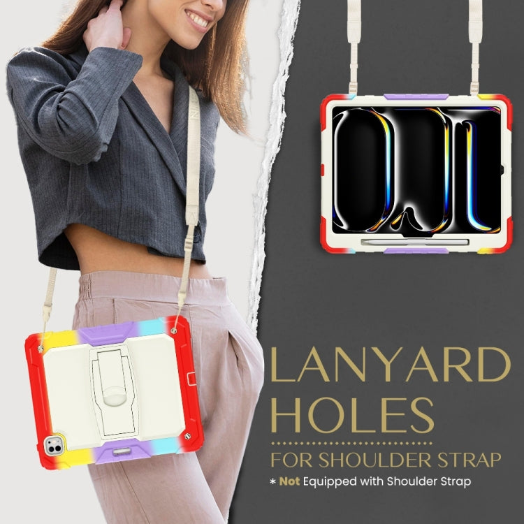 For iPad Pro 13 2024 Silicone Hydric PC Tablet Case with Shoulder Strap & Holder(Camouflage Red) - iPad Pro 13 2024 Cases by PMC TechLife | Online Shopping South Africa | PMC TechLife | Buy Now Pay Later Mobicred