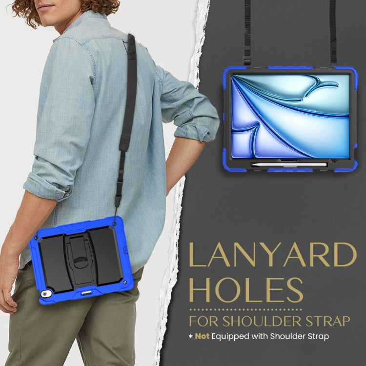 For iPad Air 13 2025 / 2024 Silicone Hydric PC Tablet Case with Shoulder Strap & Holder(Blue) - iPad Air 13 2025 / 2024 Cases by PMC TechLife | Online Shopping South Africa | PMC TechLife | Buy Now Pay Later Mobicred