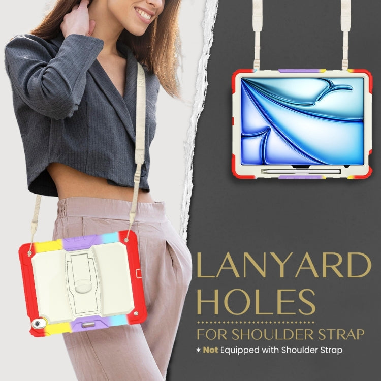 For iPad Air 13 2024 Silicone Hydric PC Tablet Case with Shoulder Strap & Holder(Camouflage Red) - iPad Air 13 2024 Cases by PMC TechLife | Online Shopping South Africa | PMC TechLife | Buy Now Pay Later Mobicred