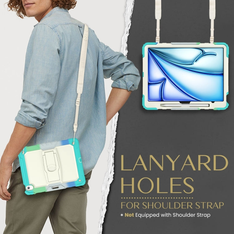 For iPad Air 13 2025 / 2024 Silicone Hydric PC Tablet Case with Shoulder Strap & Holder(Camouflage Light Blue) - iPad Air 13 2025 / 2024 Cases by PMC TechLife | Online Shopping South Africa | PMC TechLife | Buy Now Pay Later Mobicred