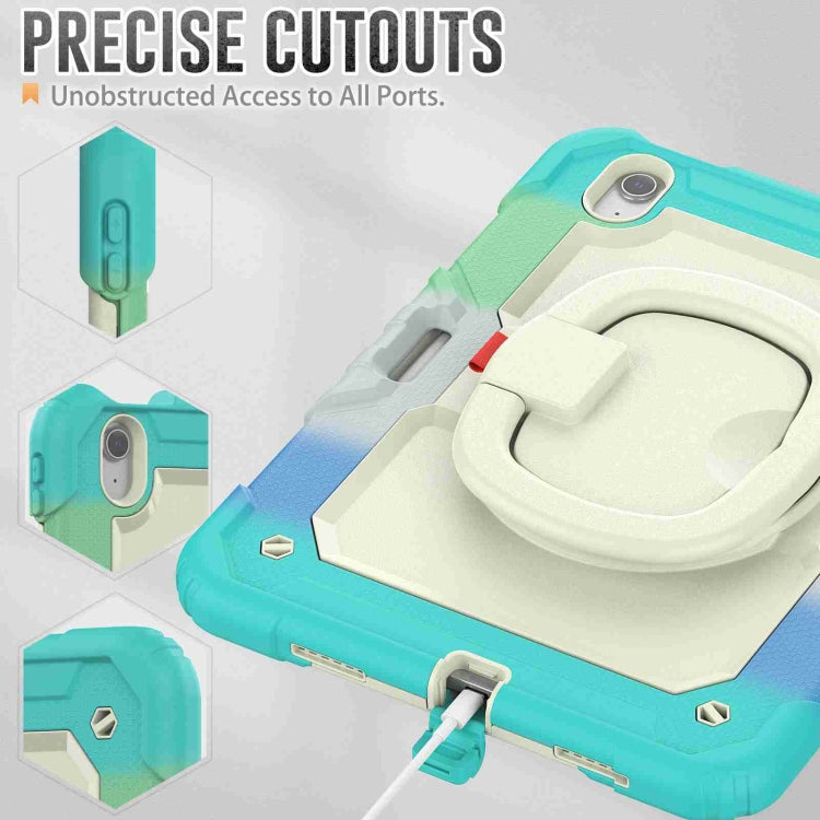 For iPad Air 11 2024 Handle Silicone Hydric PC Tablet Case with Shoulder Strap(Rainbow Blue) - iPad Air 11 2024 Cases by PMC TechLife | Online Shopping South Africa | PMC TechLife | Buy Now Pay Later Mobicred