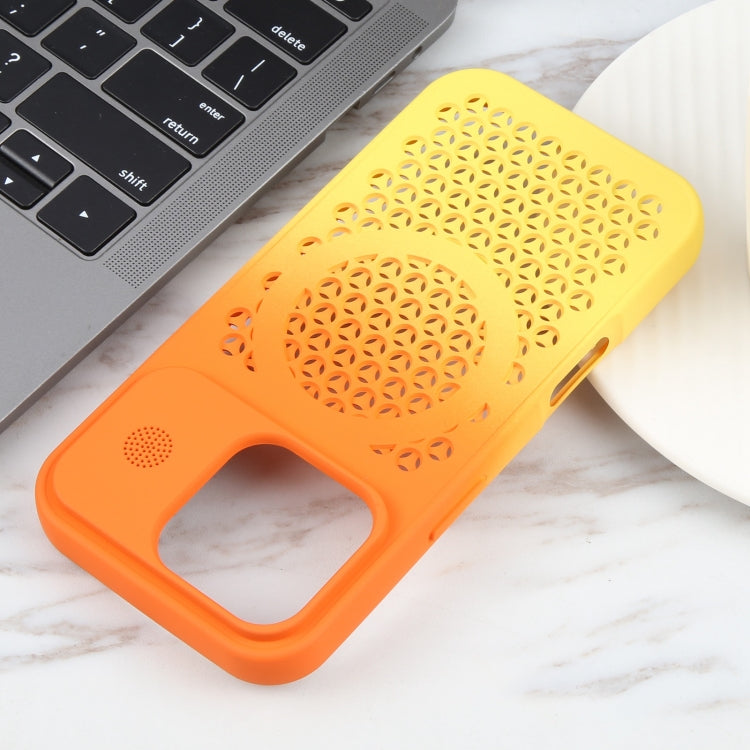 For iPhone 16 Pro Max Gradient Color Honeycomb Aromatherapy MagSafe Phone Case(Orange Yellow) - iPhone 16 Pro Max Cases by PMC TechLife | Online Shopping South Africa | PMC TechLife | Buy Now Pay Later Mobicred