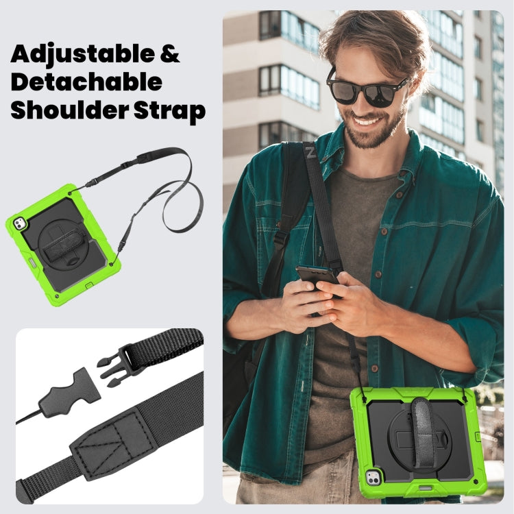 For iPad Pro 13 2024 Silicone Hybrid PC Tablet Case with Shoulder Strap(Black + Yellow Green) - iPad Pro 13 2024 Cases by PMC TechLife | Online Shopping South Africa | PMC TechLife | Buy Now Pay Later Mobicred