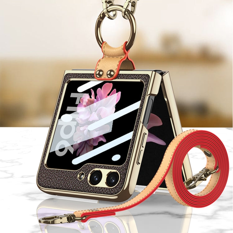 For Samsung Galaxy Z Flip6 / Flip7 FE GKK Integrated Electroplating Leather Phone Case with Ring/Strap(Green) - free shipping - PMC Jewellery - Order now!