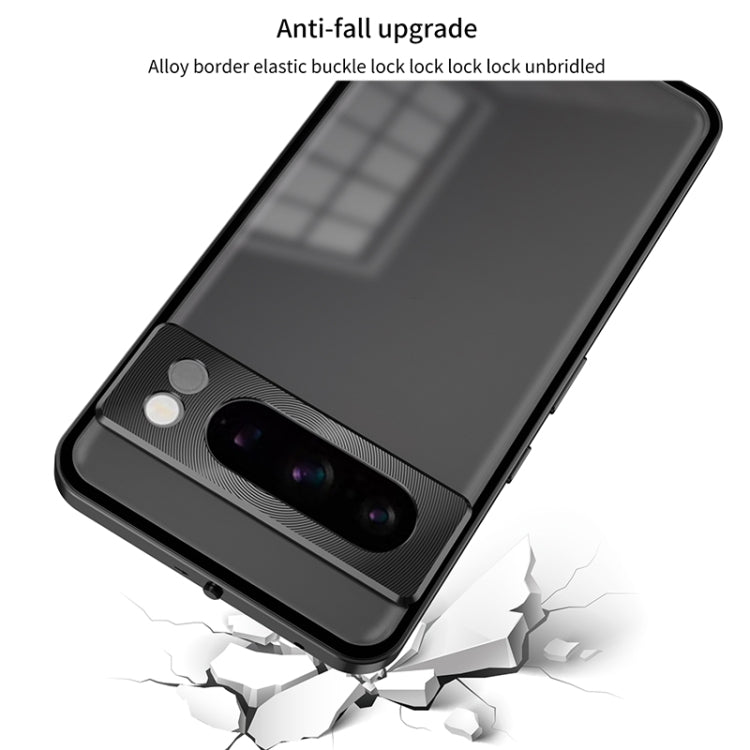 For Google Pixel 7 Pro Snap Buckle Metal Frame Frosted Phone Case(Silver) - free shipping - PMC TechLife - Order now!