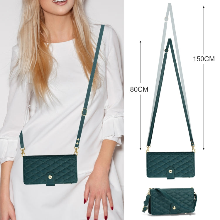 For Samsung Galaxy S24 Ultra 5G YM016 Rhombic Zipper Card Wallet Leather Phone Case with Lanyard(Green) - Galaxy S24 Ultra 5G Cases by PMC Jewellery | Online Shopping South Africa | PMC Jewellery | Buy Now Pay Later Mobicred