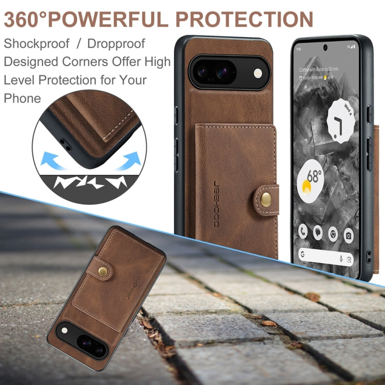 For Google Pixel 9 JEEHOOD J01 Retro Magnetic Detachable Wallet Phone Case(Brown) - Google Cases by JEEHOOD | Online Shopping South Africa | PMC TechLife | Buy Now Pay Later Mobicred