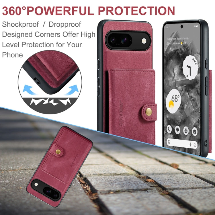 For Google Pixel 9 JEEHOOD J01 Retro Magnetic Detachable Wallet Phone Case(Red) - Google Cases by JEEHOOD | Online Shopping South Africa | PMC TechLife | Buy Now Pay Later Mobicred