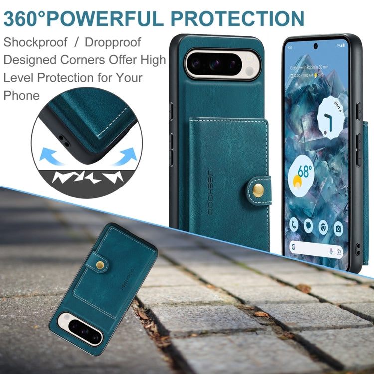 For Google Pixel 9 Pro JEEHOOD J01 Retro Magnetic Detachable Wallet Phone Case(Blue) - Google Cases by JEEHOOD | Online Shopping South Africa | PMC TechLife | Buy Now Pay Later Mobicred