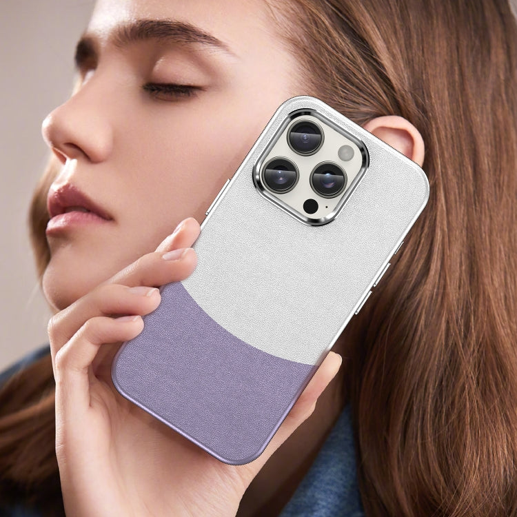 For iPhone 16 Pro Leather Texture MagSafe Magnetic TPU + PC Phone Case(Light Purple) - iPhone 16 Pro Cases by PMC TechLife | Online Shopping South Africa | PMC TechLife | Buy Now Pay Later Mobicred