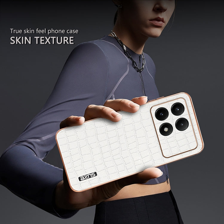 For Redmi K70 / K70 Pro AZNS Electroplated Frame Crocodile Texture Full Coverage Phone Case(Brown) - Xiaomi Cases by AZNS | Online Shopping South Africa | PMC Jewellery | Buy Now Pay Later Mobicred