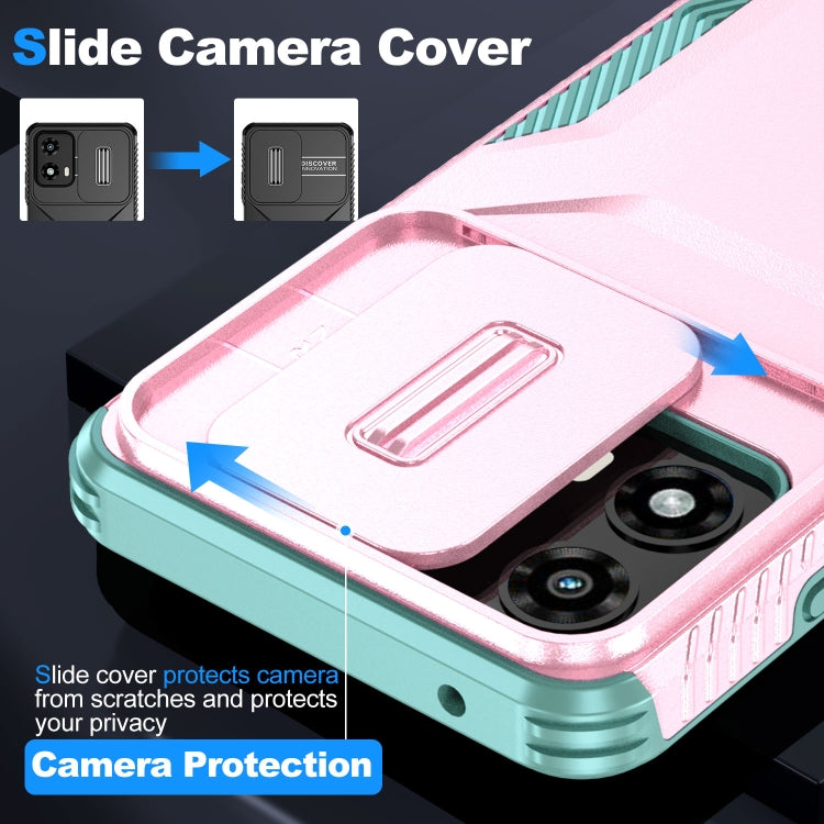 For Motorola Moto G 5G 2024 Sliding Camshield Phone Case(Pink + Grey Green) - Motorola Cases by PMC Jewellery | Online Shopping South Africa | PMC Jewellery | Buy Now Pay Later Mobicred
