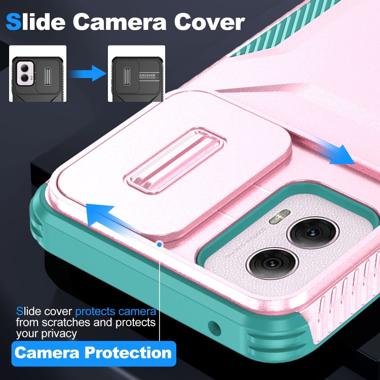 For Motorola Moto G Power 5G 2024 Sliding Camshield Phone Case(Pink + Grey Green) - Motorola Cases by PMC Jewellery | Online Shopping South Africa | PMC Jewellery | Buy Now Pay Later Mobicred