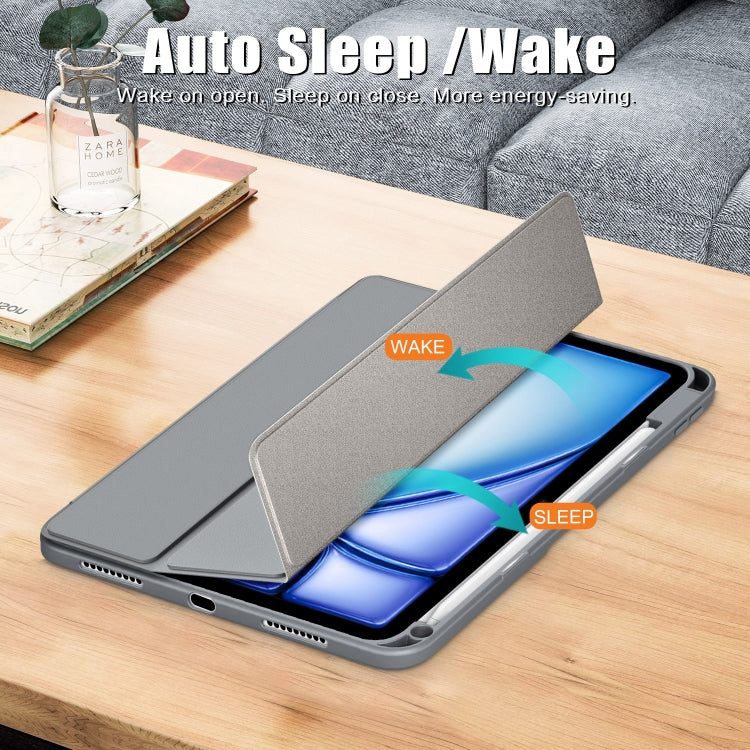 For iPad Air 11 2024 / Pro 11 2022 Acrylic 3-Fold Smart Leather Tablet Case(Grey) - iPad Air 11 2025 / 2024 Cases by PMC TechLife | Online Shopping South Africa | PMC TechLife | Buy Now Pay Later Mobicred
