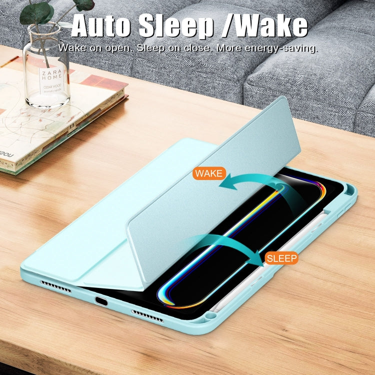 For iPad Pro 11 2024 Acrylic 3-Fold Smart Leather Tablet Case(Sky Blue) - iPad Pro 11 2024 Cases by PMC TechLife | Online Shopping South Africa | PMC TechLife | Buy Now Pay Later Mobicred