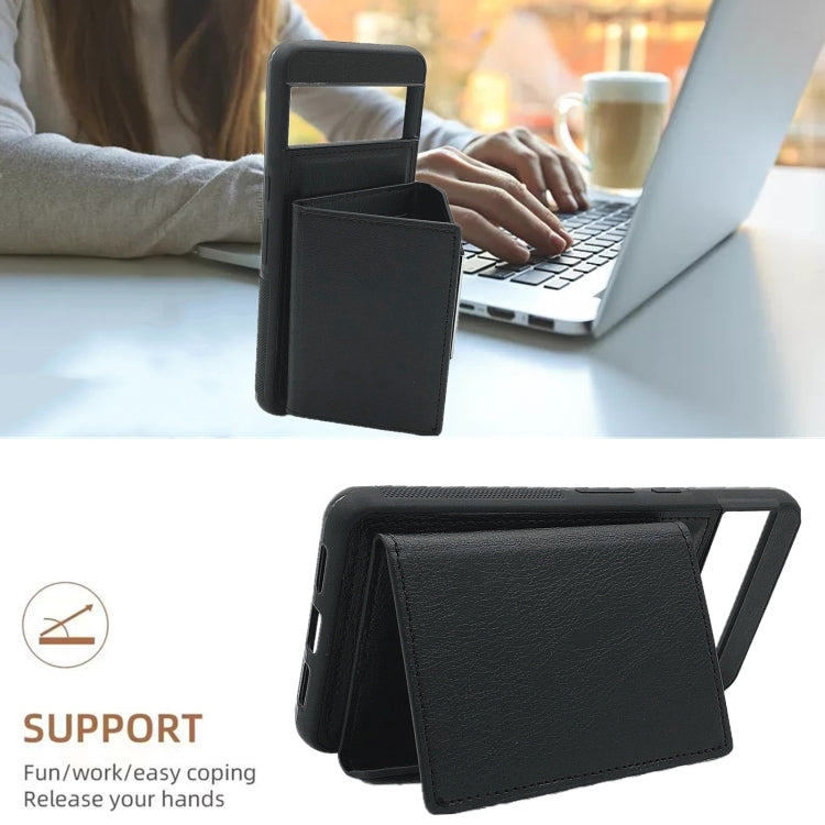 For Google Pixel 9 / 9 Pro Solid Color Metal Buckle Card Slots Bag Phone Case(Black) - Google Cases by PMC TechLife | Online Shopping South Africa | PMC TechLife | Buy Now Pay Later Mobicred