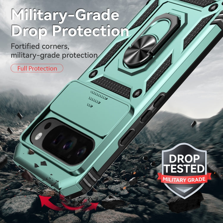 For Google Pixel 9 Pro Sliding Camshield Holder Phone Case(Green) - Google Cases by PMC TechLife | Online Shopping South Africa | PMC TechLife | Buy Now Pay Later Mobicred