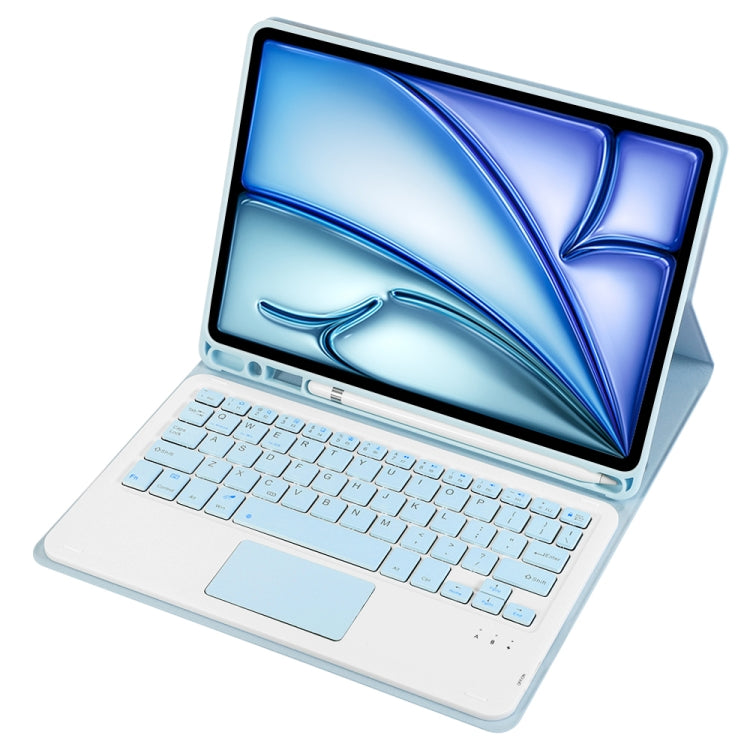 For iPad Air 11 2025 / 2024 / Air 5 10.9 / Air 4 A098B-A Detachable Ultra-Thin Bluetooth Touch Keyboard Leather Tablet Case with Pen Slot(Light Blue) - For iPad Air by PMC Jewellery | Online Shopping South Africa | PMC Jewellery | Buy Now Pay Later Mobicred
