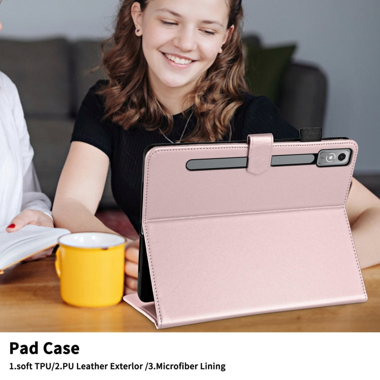 For Lenovo Xiaoxin Pad Pro 12.7 2023 Rhombus Lattice Leather Tablet Case(Rose Gold) - Lenovo by PMC TechLife | Online Shopping South Africa | PMC TechLife | Buy Now Pay Later Mobicred