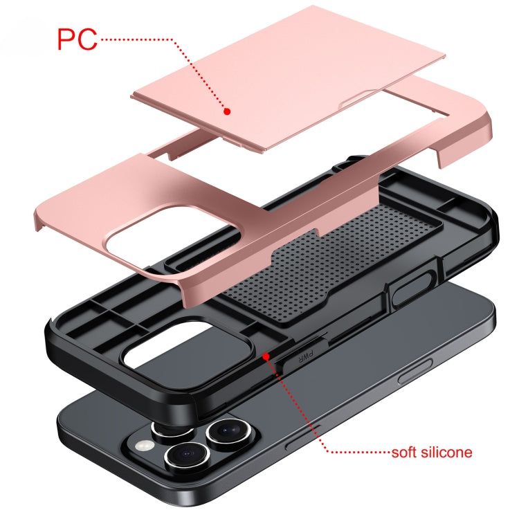 For iPhone 16 Shockproof Armor Phone Case with Card Slot(Rose Gold) - iPhone 16 Cases by PMC TechLife | Online Shopping South Africa | PMC TechLife | Buy Now Pay Later Mobicred