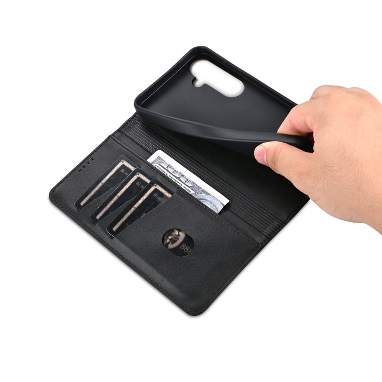 For Samsung Galaxy S25 5G AZNS Magnetic Calf Texture Flip Leather Phone Case(Black) - free shipping - PMC Jewellery - Order now!