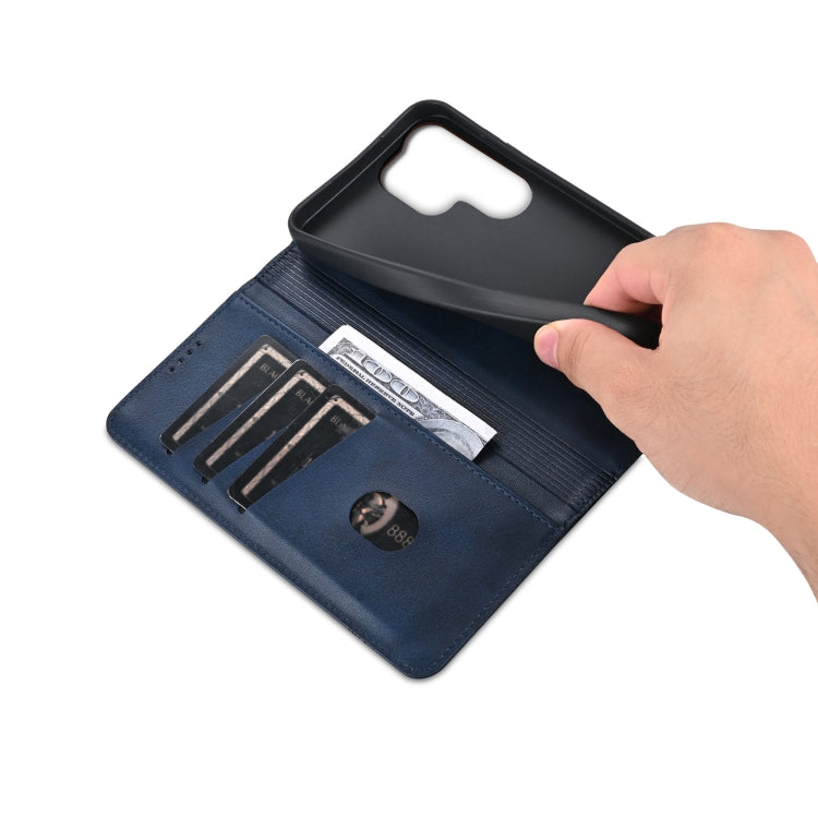 For Samsung Galaxy S25 Ultra 5G AZNS Magnetic Calf Texture Flip Leather Phone Case(Dark Blue) - free shipping - PMC Jewellery - Order now!