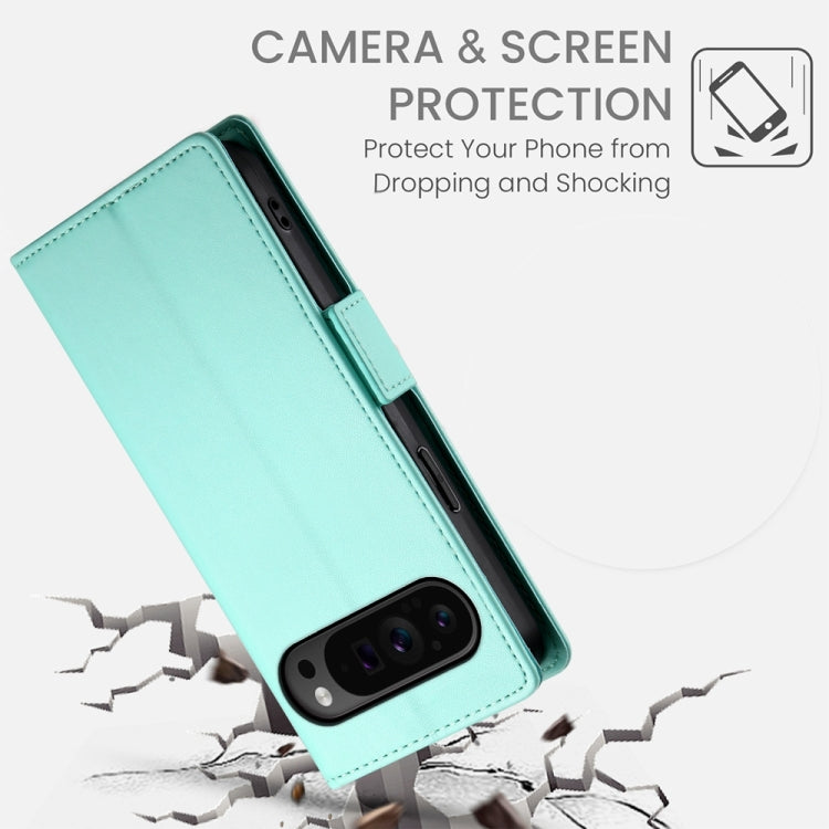For Google Pixel 9 Pro Side Buckle Magnetic Frosted Leather Phone Case(Mint Green) - Google Cases by PMC TechLife | Online Shopping South Africa | PMC TechLife | Buy Now Pay Later Mobicred
