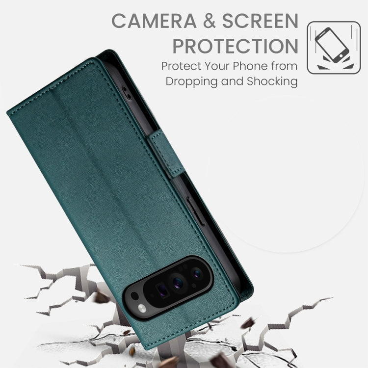 For Google Pixel 9 Pro Side Buckle Magnetic Frosted Leather Phone Case(Dark Green) - Google Cases by PMC TechLife | Online Shopping South Africa | PMC TechLife | Buy Now Pay Later Mobicred
