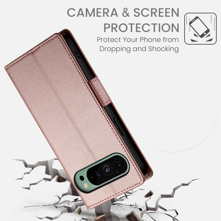 For Google Pixel 9 Side Buckle Magnetic Frosted Leather Phone Case(Rose Gold) - Google Cases by PMC TechLife | Online Shopping South Africa | PMC TechLife | Buy Now Pay Later Mobicred