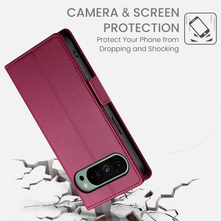 For Google Pixel 9 Side Buckle Magnetic Frosted Leather Phone Case(Wine Red) - Google Cases by PMC TechLife | Online Shopping South Africa | PMC TechLife | Buy Now Pay Later Mobicred