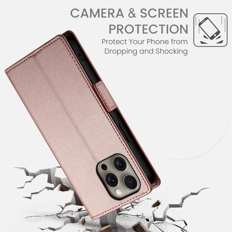 For iPhone 16 Pro Max Side Buckle Magnetic Frosted Leather Phone Case(Rose Gold) - iPhone 16 Pro Max Cases by PMC TechLife | Online Shopping South Africa | PMC TechLife | Buy Now Pay Later Mobicred