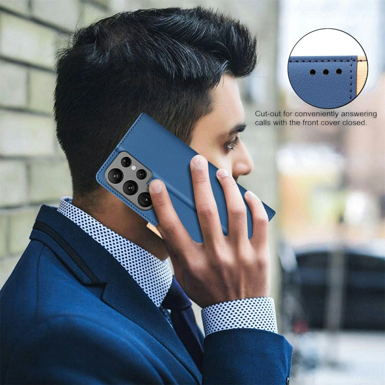 For Samsung Galaxy S25 Ultra 5G Color Matching RFID Anti-theft Leather Phone Case(Blue) - Galaxy S25 Ultra 5G Cases by PMC TechLife | Online Shopping South Africa | PMC TechLife | Buy Now Pay Later Mobicred
