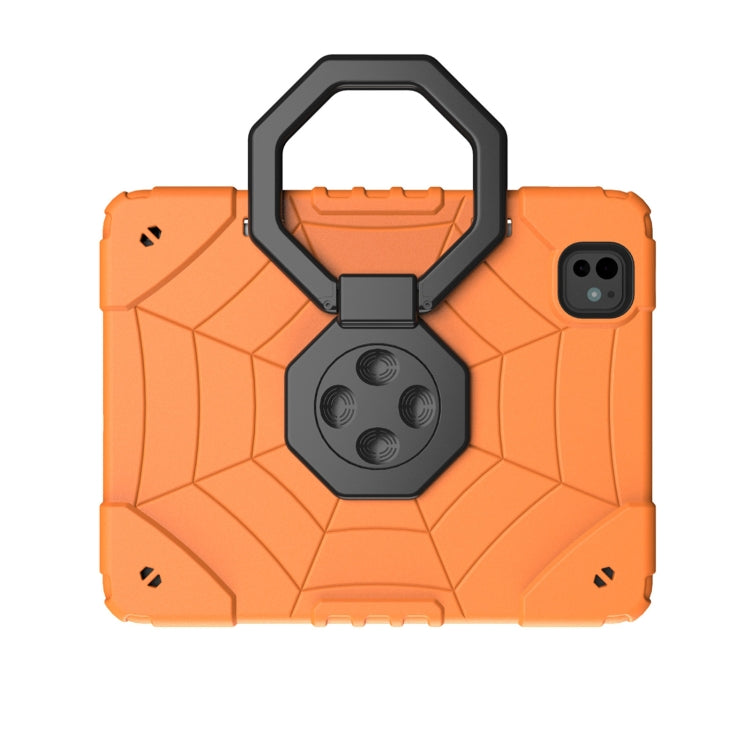 For iPad Pro 11 2024 Spider Turntable Handle Stress Relief Tablet Case(Orange Black) - iPad Pro 11 2024 Cases by PMC TechLife | Online Shopping South Africa | PMC TechLife | Buy Now Pay Later Mobicred