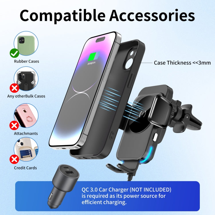 M7 Intelligent Sensing Fast Wireless Charging Car Holder(Black) - free shipping - PMC TechLife - Order now!