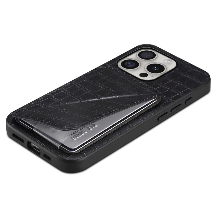 For iPhone 16 Pro Max Imitation Crocodile Leather Back Phone Case with Holder(Black) - free shipping - PMC TechLife - Order now!