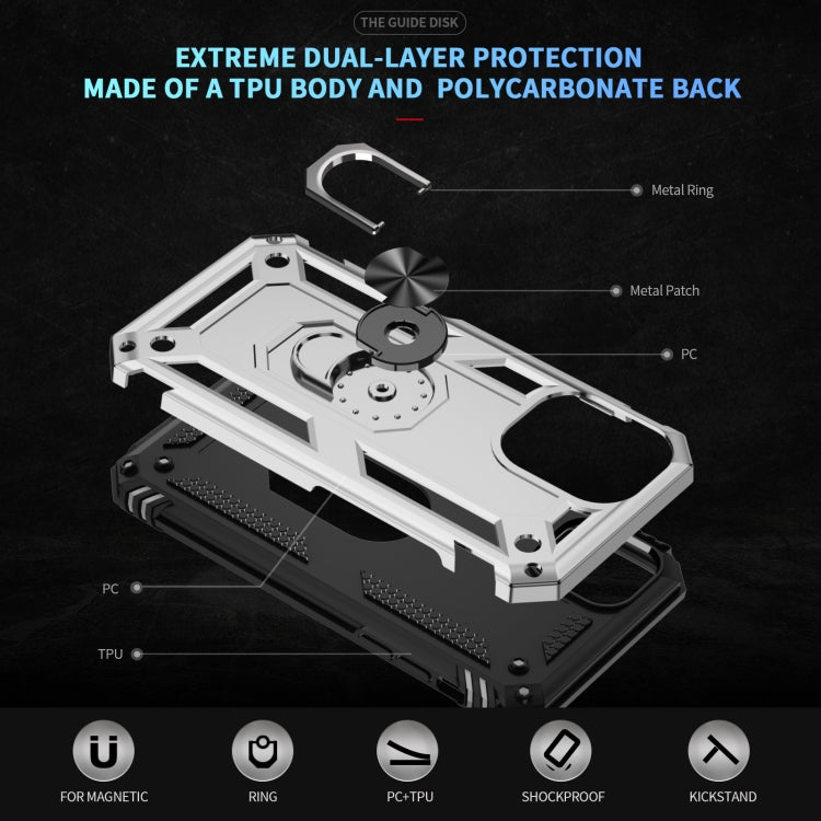 For iPhone 16 Shockproof TPU Hybrid PC Phone Case with Holder(Silver) - free shipping - PMC TechLife - Order now!