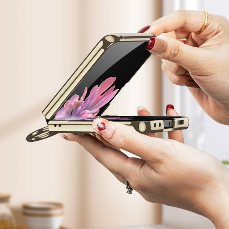 For Samsung Galaxy Z Flip6 / Flip7 FE GKK Integrated Plating Weave Texture Phone Case with Ring Holder(Pink) - free shipping - PMC Jewellery - Order now!