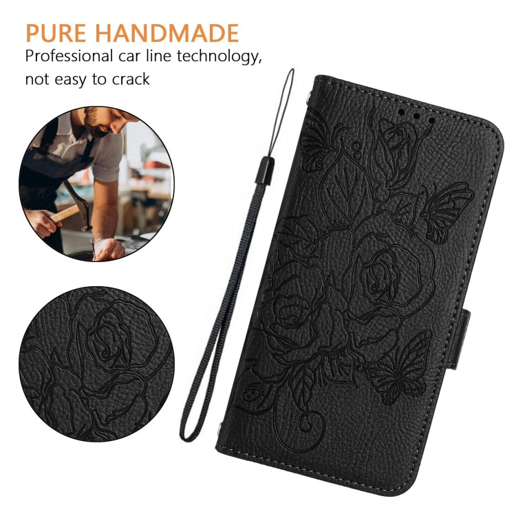 For Blackview A53 Embossed Rose RFID Anti-theft Leather Phone Case(Black) - More Brand by PMC TechLife | Online Shopping South Africa | PMC TechLife | Buy Now Pay Later Mobicred