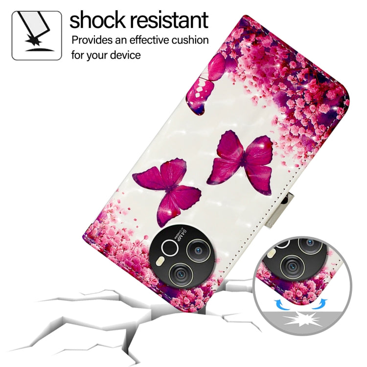 For Blackview Shark 8 3D Painting Horizontal Flip Leather Phone Case(Rose Butterfly) - More Brand by PMC TechLife | Online Shopping South Africa | PMC TechLife | Buy Now Pay Later Mobicred
