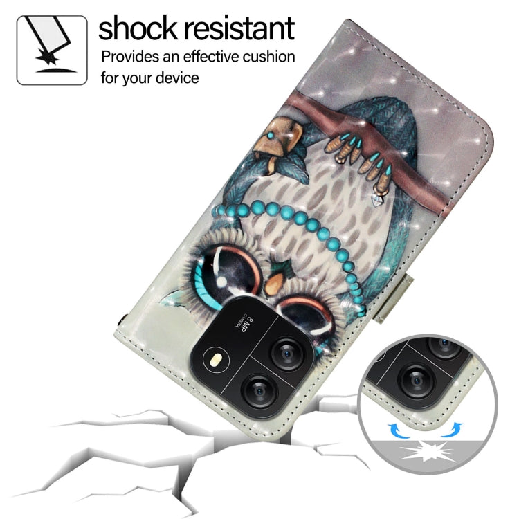 For Blackview Wave 6C 3D Painting Horizontal Flip Leather Phone Case(Grey Owl) - More Brand by PMC TechLife | Online Shopping South Africa | PMC TechLife | Buy Now Pay Later Mobicred