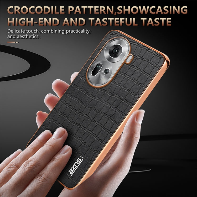 For OPPO Reno11 Global AZNS Electroplated Frame Crocodile Texture Full Coverage Phone Case(Blue) - OPPO Cases by AZNS | Online Shopping South Africa | PMC Jewellery | Buy Now Pay Later Mobicred