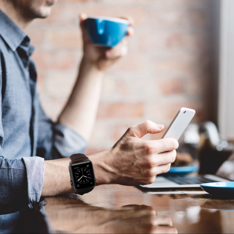 For Apple Watch Series 3 38mm Oil Wax Genuine Leather Watch Band(Black) - Watch Bands by PMc TechLife | Online Shopping South Africa | PMc TechLife | Buy Now Pay Later Mobicred