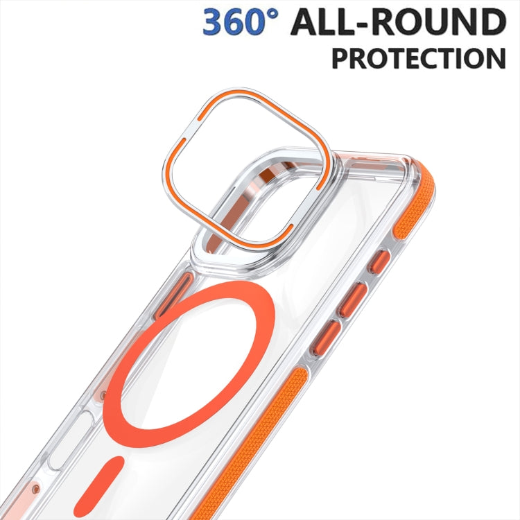 For iPhone 16 Plus Dual-Color Clear Acrylic Hybrid TPU Lens Flip Holder MagSafe Phone Case(Blue) - free shipping - PMC TechLife - Order now!