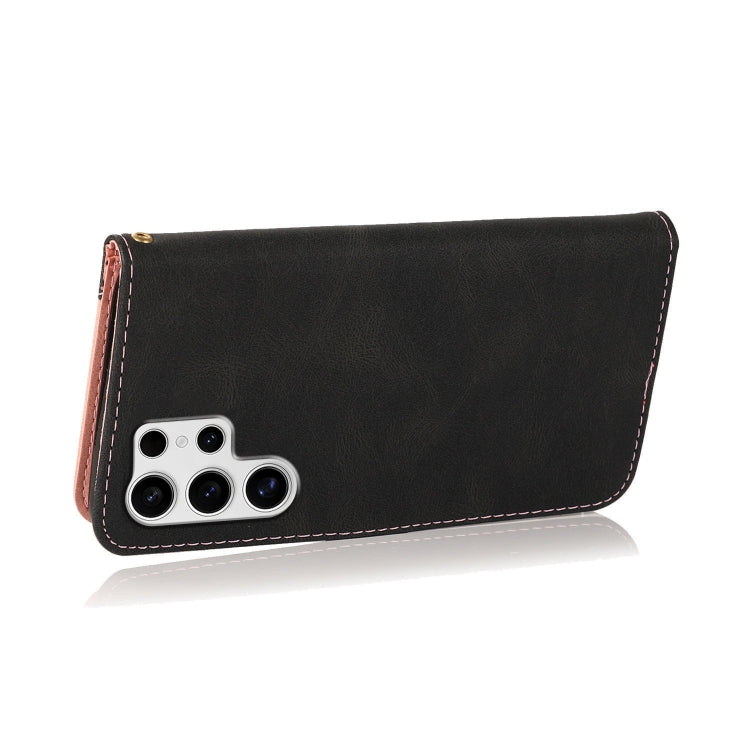 For Samsung Galaxy S25 Ultra 5G Dual-color Stitching Leather Phone Case(Black Rose Gold) - Galaxy S25 Ultra 5G Cases by PMC TechLife | Online Shopping South Africa | PMC TechLife | Buy Now Pay Later Mobicred