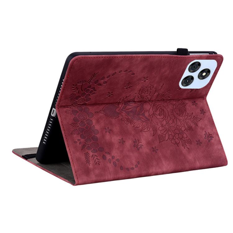For itel VistaTab 30 Butterfly Rose Embossed Leather Tablet Case(Red) - Others by PMC TechLife | Online Shopping South Africa | PMC TechLife | Buy Now Pay Later Mobicred