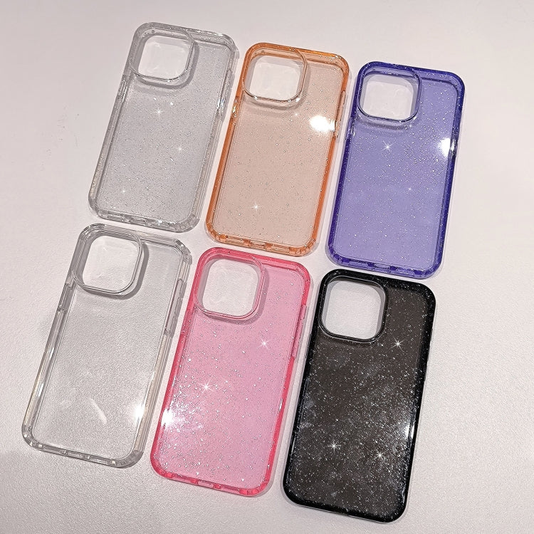 For iPhone 16 Glitter Powder TPU Hybrid PC Phone Case(Transparent) - iPhone 16 Cases by PMC TechLife | Online Shopping South Africa | PMC TechLife | Buy Now Pay Later Mobicred