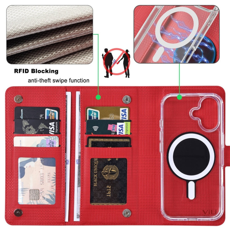 For iPhone 16 Pro ViLi GHA-C Series RFID MagSafe Magnetic Flip Leather Phone Case(Red) - iPhone 16 Pro Cases by ViLi | Online Shopping South Africa | PMC TechLife | Buy Now Pay Later Mobicred