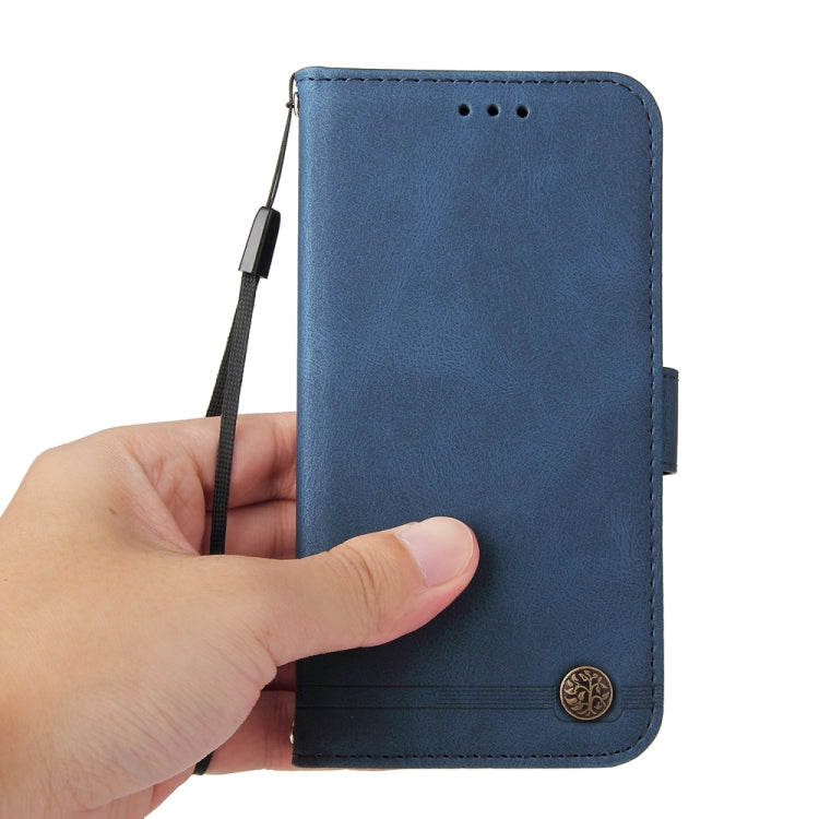 For Samsung Galaxy S25 5G Skin Feel Life Tree Metal Button Leather Phone Case(Blue) - Galaxy S25 5G Cases by PMC Jewellery | Online Shopping South Africa | PMC Jewellery | Buy Now Pay Later Mobicred